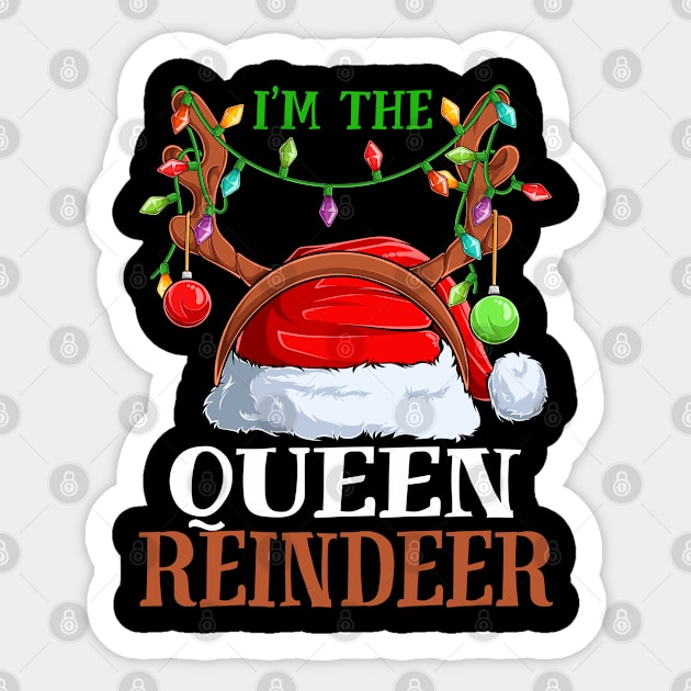 Im The Queen Reindeer Christmas Funny Pajamas Funny Christmas Gift Sticker by intelus